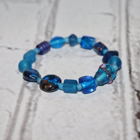 🌊💠 Blue Glass Beaded Bracelet · 7" · Ocean Whisper ✨ - Picture 5 of 5